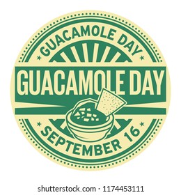 Guacamole Day, September 16, rubber stamp, vector Illustration