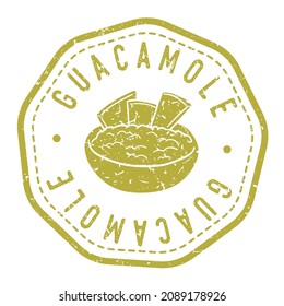 Guacamole Flavor Delicious Quality Mexican Recipe. Traditional Sauce Food Stamp Design Vector Art.