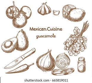 Guacamole, ingredients of the food