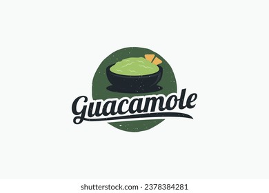 Guacamole logo with beautiful lettering. Guacamole is a traditional Mexican food made from avocado, added with lemon and salt.