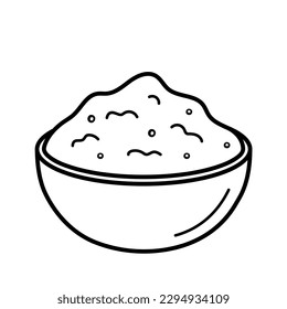 Guacamole. Mexican avocado and spice sauce. Doodle sketch style. Vector illustration isolated on white background.