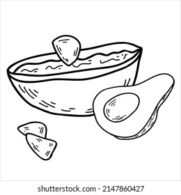 guacamole mexican food avocado line art nachos icon