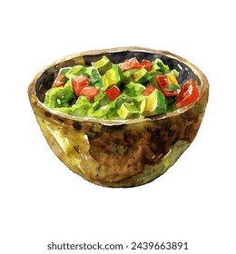 guacamole mexican food vector illustration in watercolour style