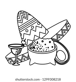 guacamole with mexican hat and margarita