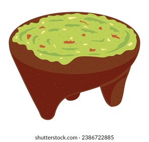 guacamole in molcajete vector isolated