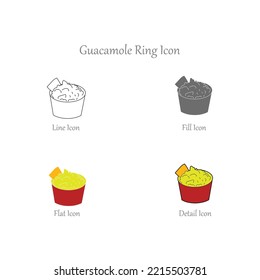 Guacamole Ring Line, Fill, Flat, Outline, Detail Color Icons and Icon set in vector Illustration - Fast Food