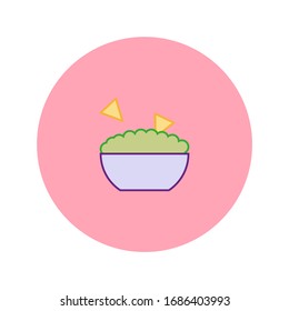 guacamole sauce with nachos on white background