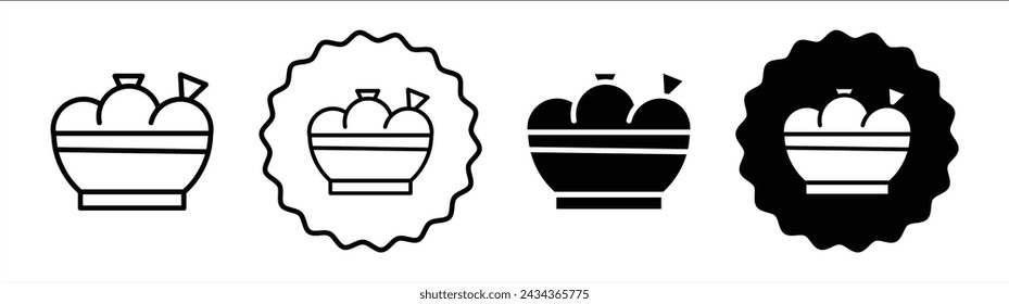 Guacamole set in black and white color. Guacamole simple flat icon vector