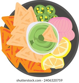 Guacamole with tortilla chips with seasoned vegetables concept, Mantequilla de pobre
Venezuelan guasacaca vector icon design, delicious food symbol, authentic local dishes sign, domestic cuisine stock