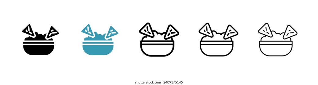 Guacamole vector icon set. Avocado dip vector symbol for UI design.