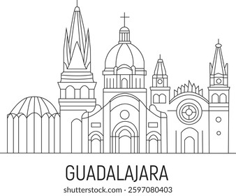 Guadalajara City Line Draw Simple Minimalist