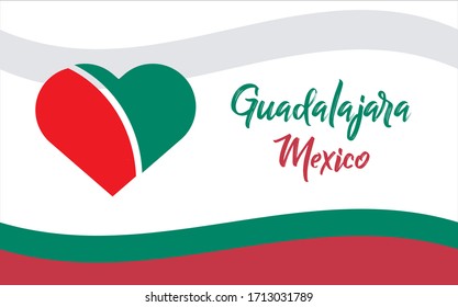 Guadalajara, ciudad de Mexiko, MX (Guadalajara, Stadt Mexiko, MX auf Spanisch) Banner-Herz für Druck und Tourismus.