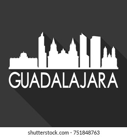 Guadalajara Flat Icon Skyline Silhouette Design City Vector Art Famous Buildings.