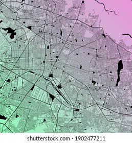 Guadalajara, Jalisco, Mexiko (MEX) - Urban Vektor Stadtplan mit Parks, Bahn und Straßen, Autobahnen, minimalistisches Stadtplan-Design-Plakat, Stadtzentrum, Innenstadt, Transitnetz, Farbverlauf-Plan