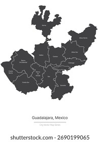 guadalajara Map. vector map of city in the mexico.
