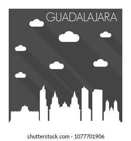 Guadalajara Mexico Skyline City Flat Silhouette Design Background