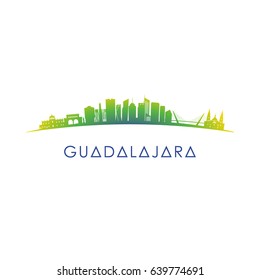 Guadalajara, Mexico skyline silhouette. Vector design city on white background.