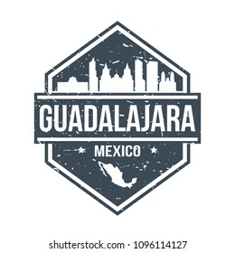 Guadalajara Mexico Travel Stamp Icon Skyline City Design Tourism. Seal Passport Vector.