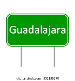 Guadalajara road sign isolated on white background.