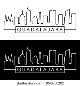 Guadalajara skyline. Linear style. Editable vector file.