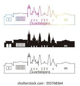 Guadalajara skyline linear style with rainbow