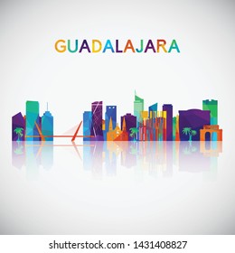 Guadalajara skyline silhouette in colorful geometric style. Symbol for your design. Vector illustration.