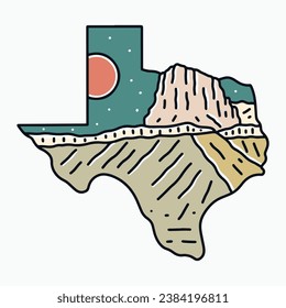 guadalupe mountains national park in Texas map frame design for badge, sticker, t shirt design and outdoor design