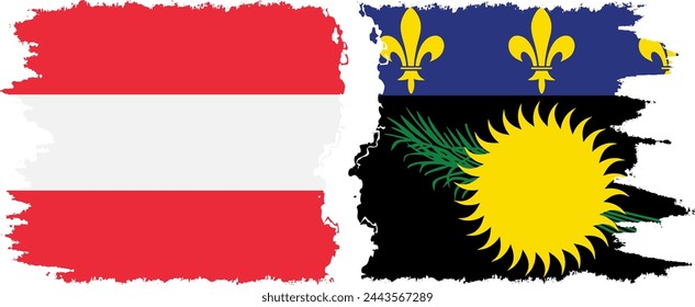Guadeloupe und Österreich Grunge Flaggen Verbindung, Vektor