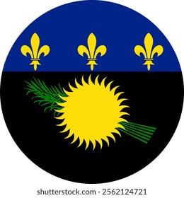 Guadeloupe Circle Flag, Circle Flag of Guadeloupe, Vector Images