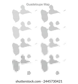 Guadeloupe Dotted map in different dot sizes