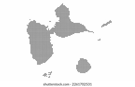 Guadeloupe dotted map with grunge texture in dot style. Abstract vector illustration of a country map with halftone effect for infographic. 