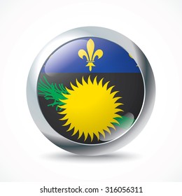 Guadeloupe flag button - vector illustration