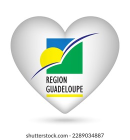 Guadeloupe flag in heart shape. Vector illustration.