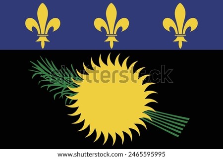 Guadeloupe flag. Flag of Guadeloupe. Flag icon. Standard color. Standard size. Rectangular flag. Computer illustration. Digital illustration. Vector illustration.