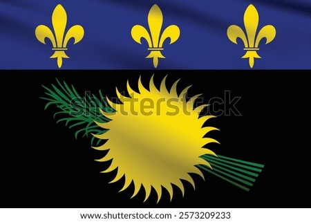 Guadeloupe flag official colors and proportion digital vector illustration. Pleated flag.