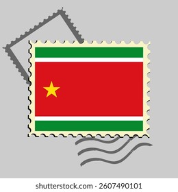 Guadeloupe flag postage stamp. Isolated vector illustration on grey post stamp background