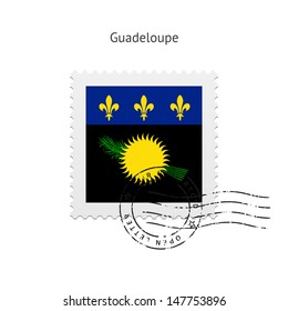 Guadeloupe Flag Postage Stamp on white background. Vector illustration.