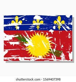 Guadeloupe flag with scratches and shadow in vector
