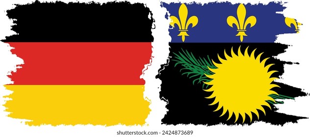 Guadeloupe and Germany grunge flags connection, vector