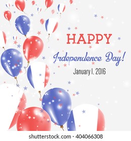 Guadeloupe Independence Day Greeting Card. Flying Balloons in Guadeloupian National Colors. Happy Independence Day Guadeloupe Vector Illustration.