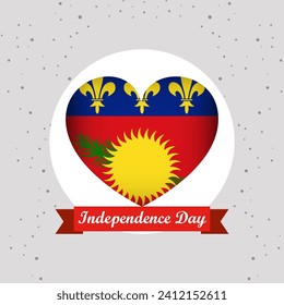 Guadeloupe Independence Day With Heart Emblem Design