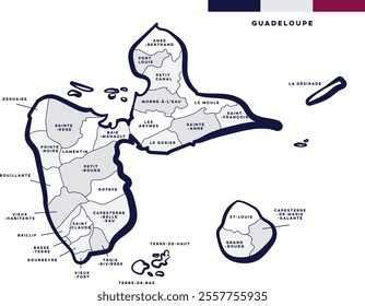 Guadeloupe Island, Caribbean, France - Map