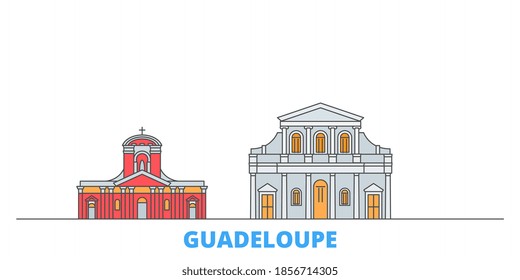 Guadeloupe line cityscape, flat vector. Travel city landmark, oultine illustration, line world icons