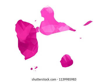 guadeloupe Map - Abstract geometric rumpled triangular low poly style gradient graphic on white background , line dots polygonal design for your . Vector illustration