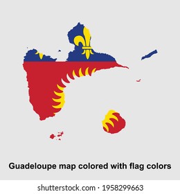 Mapa de Guadalupe coloreado con colores de bandera ilustraciones vectoriales aisladas