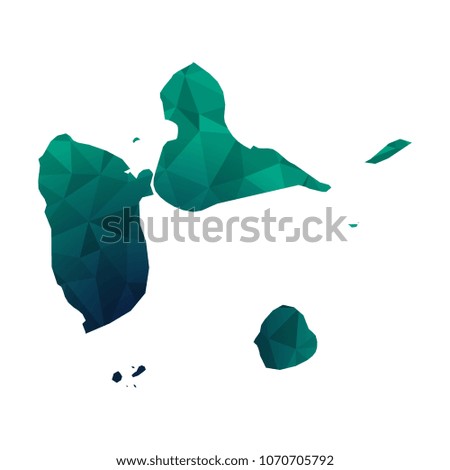 Guadeloupe map - Colorful Polygonal map of Guadeloupe rumpled triangular low poly style gradient graphic background , Vector illustration eps 10.