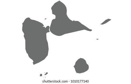 Guadeloupe Map Gray Color