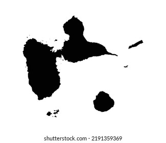 Guadeloupe Map. Guadeloupean Map. Black and White French Overseas Department Territory Border Boundary Line Outline Geography Shape Vector Illustration EPS Clipart svg