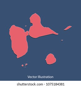 Guadeloupe map - High detailed color map of Guadeloupe. flat design style, clean and modern. Vector illustration eps 10