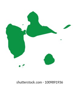 Guadeloupe map isolated on transparent background. high detailed Green map of Guadeloupe. Vector illustration eps 10. Blank Green similar Guadeloupe map isolated on white background.